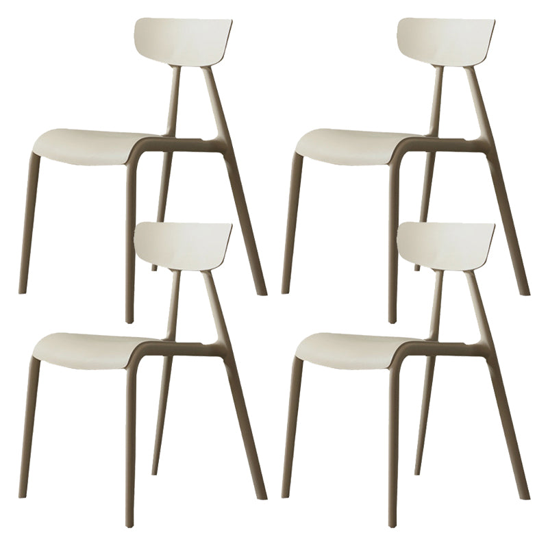 Kitchen Plastic Side Chair Modern Style Open Back Armless Chair Set Light Khaki 4 Piece Set Clearhalo 'Dining Chairs' 'Dining Tables & Seating' 'dining_chair' 'furn' 'furn_dining_chair' 'Furniture' 'Kitchen & Dining Furniture' 6846075