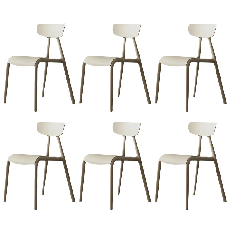 Kitchen Plastic Side Chair Modern Style Open Back Armless Chair Set Light Khaki 6 Piece Set Clearhalo 'Dining Chairs' 'Dining Tables & Seating' 'dining_chair' 'furn' 'furn_dining_chair' 'Furniture' 'Kitchen & Dining Furniture' 6846076