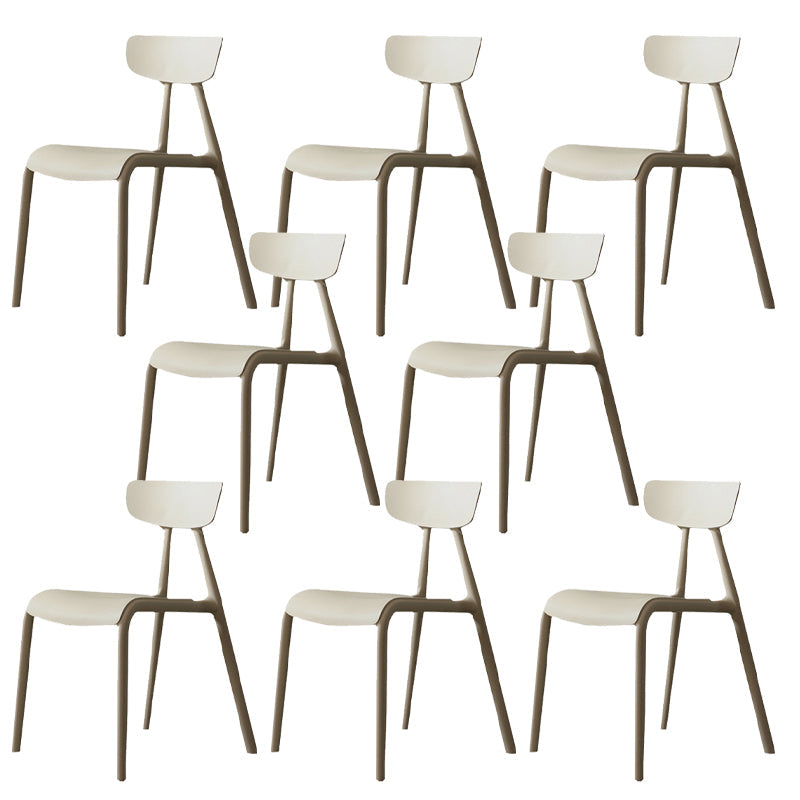 Kitchen Plastic Side Chair Modern Style Open Back Armless Chair Set Light Khaki 8 Piece Set Clearhalo 'Dining Chairs' 'Dining Tables & Seating' 'dining_chair' 'furn' 'furn_dining_chair' 'Furniture' 'Kitchen & Dining Furniture' 6846077