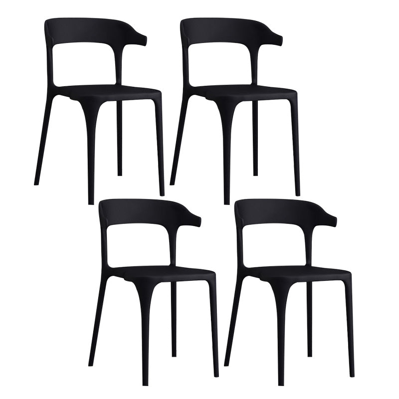 Open Back Dining Side Chair Contemporary Plastic Dining Armless Chair Black 4 Piece Set Clearhalo 'Dining Chairs' 'Dining Tables & Seating' 'dining_chair' 'furn' 'furn_dining_chair' 'Furniture' 'Kitchen & Dining Furniture' 6846080