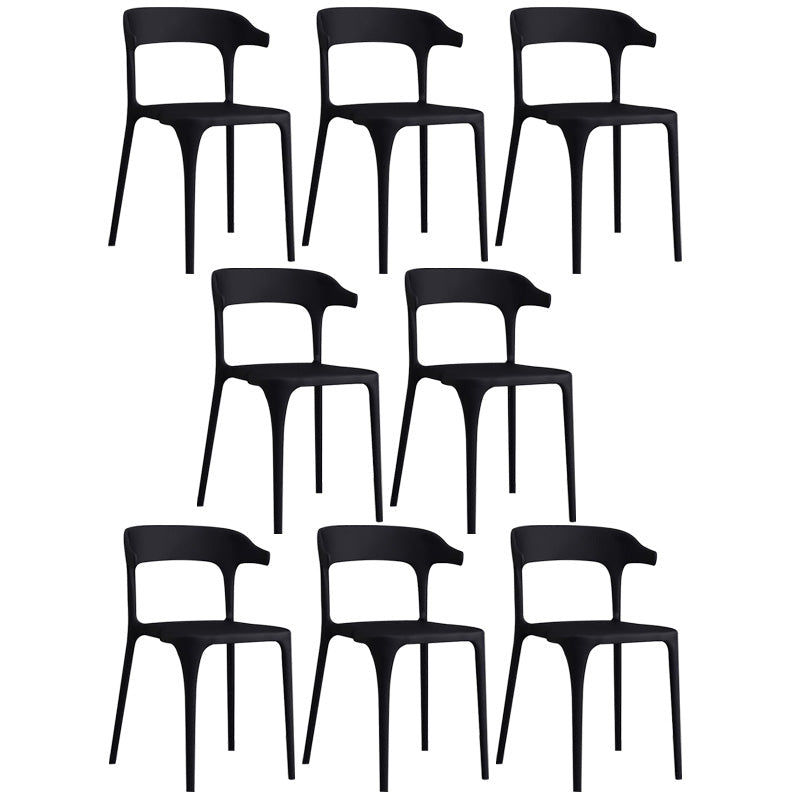 Open Back Dining Side Chair Contemporary Plastic Dining Armless Chair Black 8 Piece Set Clearhalo 'Dining Chairs' 'Dining Tables & Seating' 'dining_chair' 'furn' 'furn_dining_chair' 'Furniture' 'Kitchen & Dining Furniture' 6846082