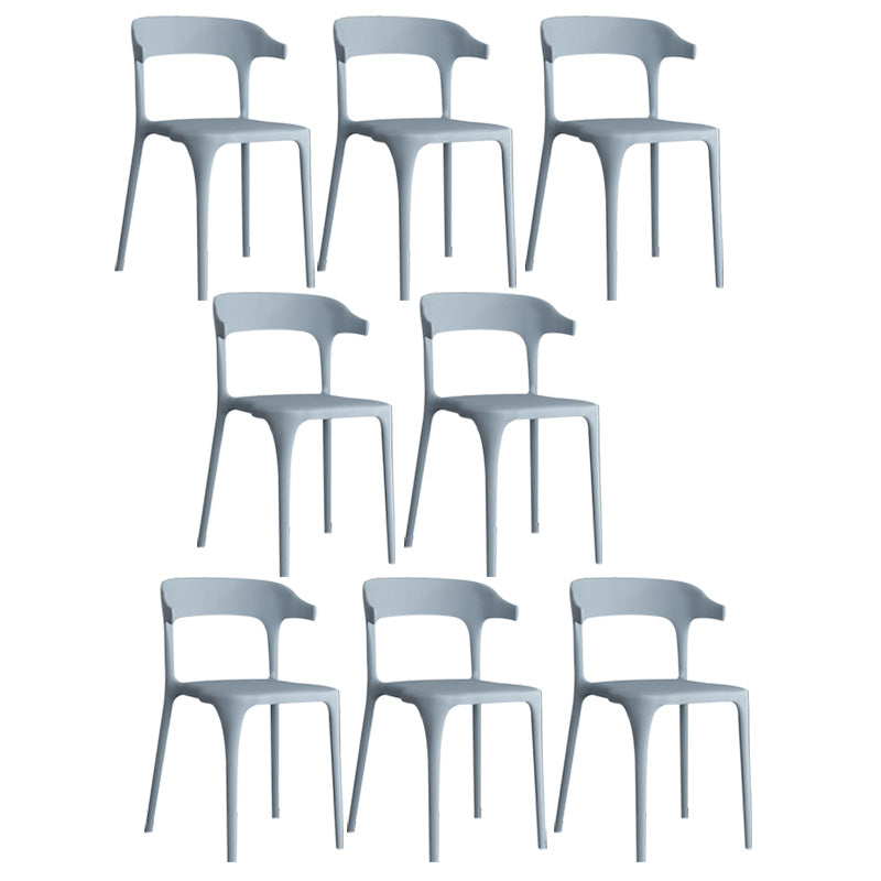 Open Back Dining Side Chair Contemporary Plastic Dining Armless Chair Grey 8 Piece Set Clearhalo 'Dining Chairs' 'Dining Tables & Seating' 'dining_chair' 'furn' 'furn_dining_chair' 'Furniture' 'Kitchen & Dining Furniture' 6846086