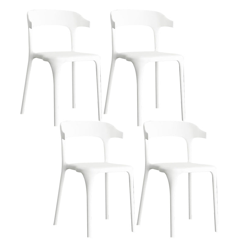 Open Back Dining Side Chair Contemporary Plastic Dining Armless Chair White 4 Piece Set Clearhalo 'Dining Chairs' 'Dining Tables & Seating' 'dining_chair' 'furn' 'furn_dining_chair' 'Furniture' 'Kitchen & Dining Furniture' 6846087