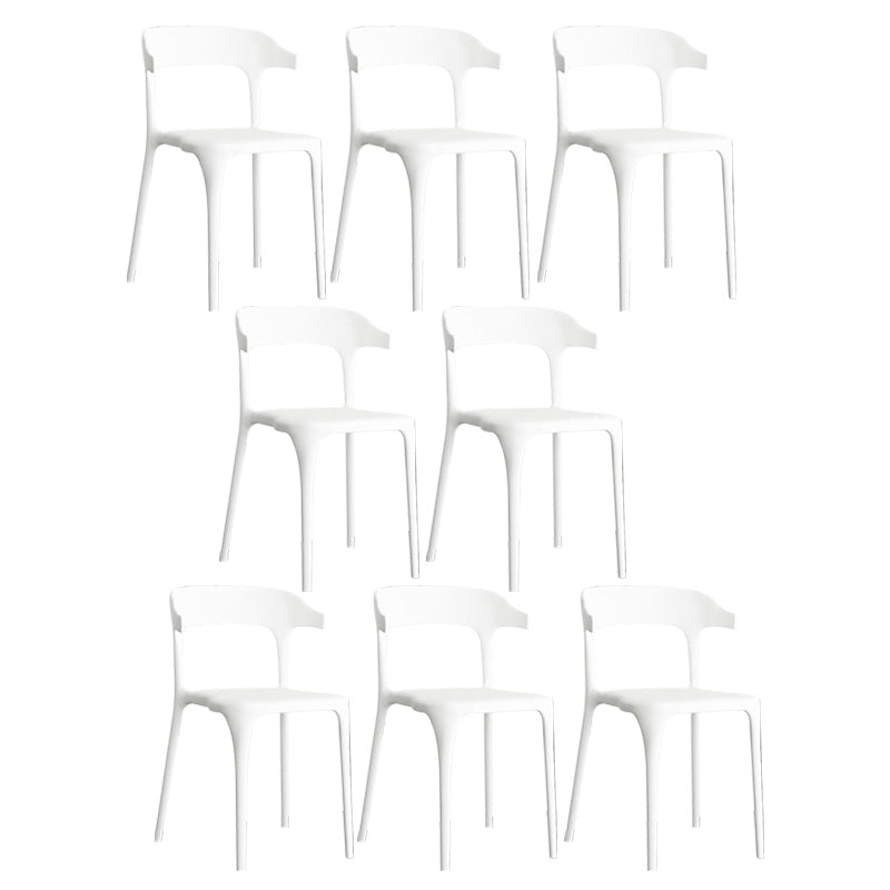 Open Back Dining Side Chair Contemporary Plastic Dining Armless Chair White 8 Piece Set Clearhalo 'Dining Chairs' 'Dining Tables & Seating' 'dining_chair' 'furn' 'furn_dining_chair' 'Furniture' 'Kitchen & Dining Furniture' 6846090