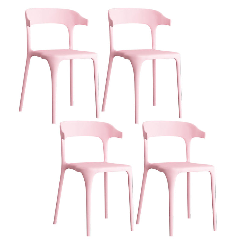 Open Back Dining Side Chair Contemporary Plastic Dining Armless Chair Pink 4 Piece Set Clearhalo 'Dining Chairs' 'Dining Tables & Seating' 'dining_chair' 'furn' 'furn_dining_chair' 'Furniture' 'Kitchen & Dining Furniture' 6846092