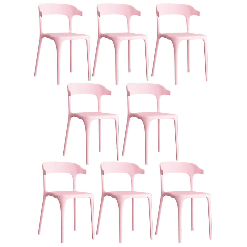 Open Back Dining Side Chair Contemporary Plastic Dining Armless Chair Pink 8 Piece Set Clearhalo 'Dining Chairs' 'Dining Tables & Seating' 'dining_chair' 'furn' 'furn_dining_chair' 'Furniture' 'Kitchen & Dining Furniture' 6846094