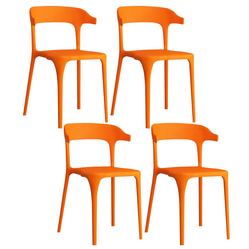 Open Back Dining Side Chair Contemporary Plastic Dining Armless Chair Orange 4 Piece Set Clearhalo 'Dining Chairs' 'Dining Tables & Seating' 'dining_chair' 'furn' 'furn_dining_chair' 'Furniture' 'Kitchen & Dining Furniture' 6846096