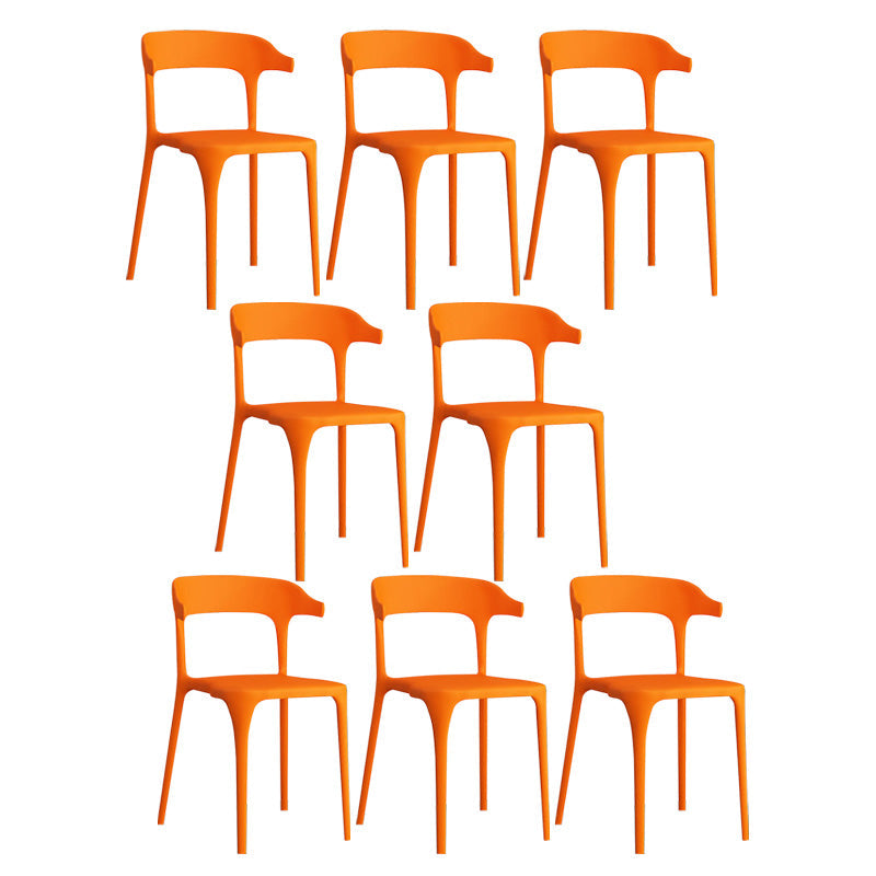 Open Back Dining Side Chair Contemporary Plastic Dining Armless Chair Orange 8 Piece Set Clearhalo 'Dining Chairs' 'Dining Tables & Seating' 'dining_chair' 'furn' 'furn_dining_chair' 'Furniture' 'Kitchen & Dining Furniture' 6846097