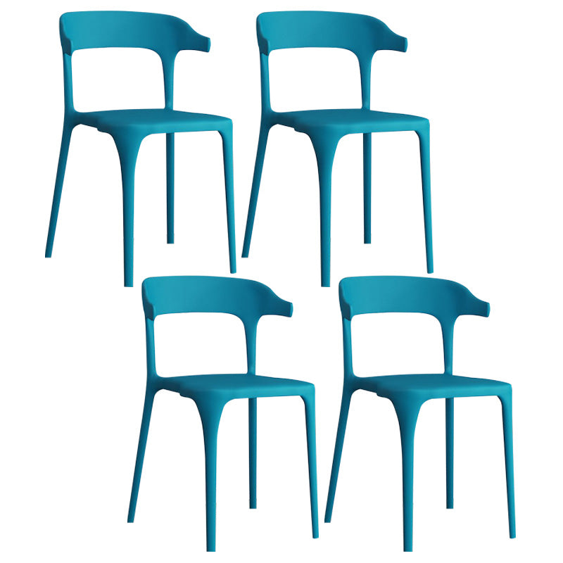 Open Back Dining Side Chair Contemporary Plastic Dining Armless Chair Blue 4 Piece Set Clearhalo 'Dining Chairs' 'Dining Tables & Seating' 'dining_chair' 'furn' 'furn_dining_chair' 'Furniture' 'Kitchen & Dining Furniture' 6846099