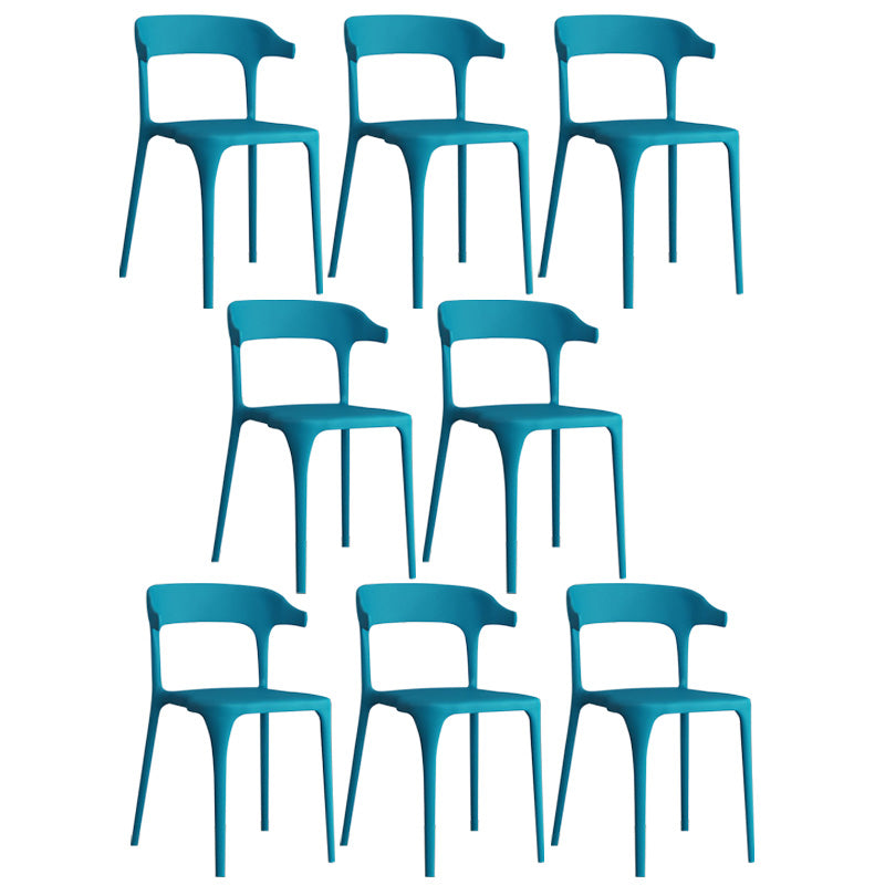 Open Back Dining Side Chair Contemporary Plastic Dining Armless Chair Blue 8 Piece Set Clearhalo 'Dining Chairs' 'Dining Tables & Seating' 'dining_chair' 'furn' 'furn_dining_chair' 'Furniture' 'Kitchen & Dining Furniture' 6846100