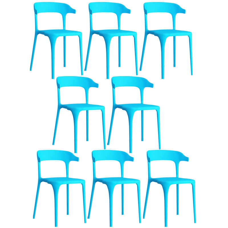 Open Back Dining Side Chair Contemporary Plastic Dining Armless Chair Sky Blue 8 Piece Set Clearhalo 'Dining Chairs' 'Dining Tables & Seating' 'dining_chair' 'furn' 'furn_dining_chair' 'Furniture' 'Kitchen & Dining Furniture' 6846102