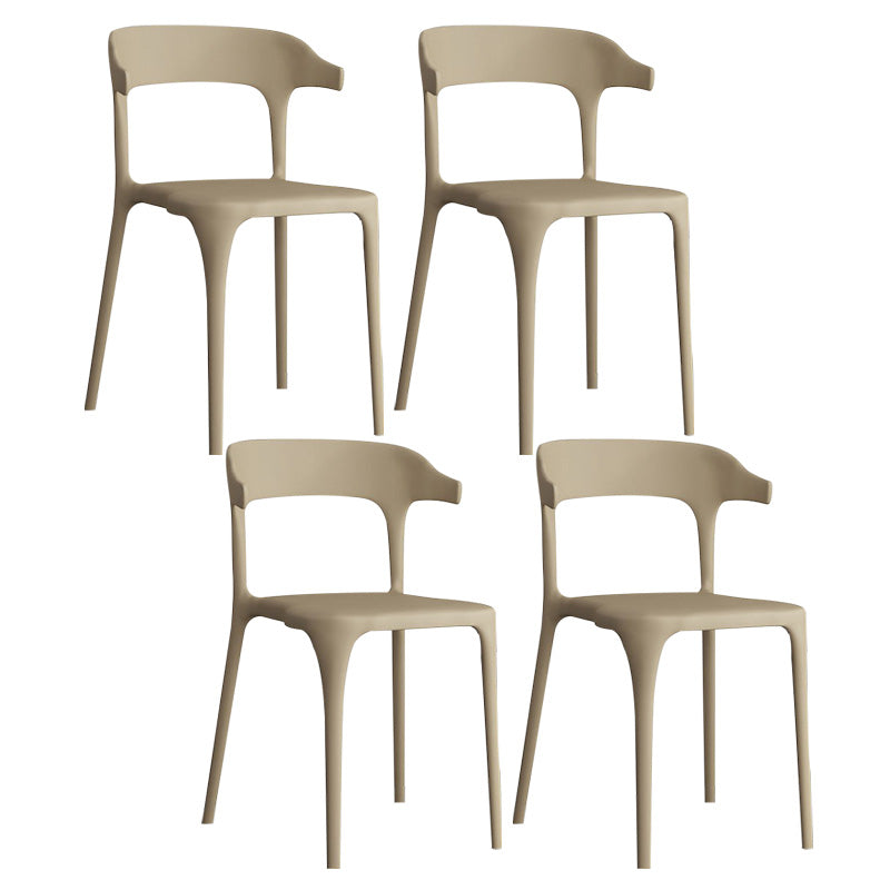 Open Back Dining Side Chair Contemporary Plastic Dining Armless Chair Khaki 4 Piece Set Clearhalo 'Dining Chairs' 'Dining Tables & Seating' 'dining_chair' 'furn' 'furn_dining_chair' 'Furniture' 'Kitchen & Dining Furniture' 6846105