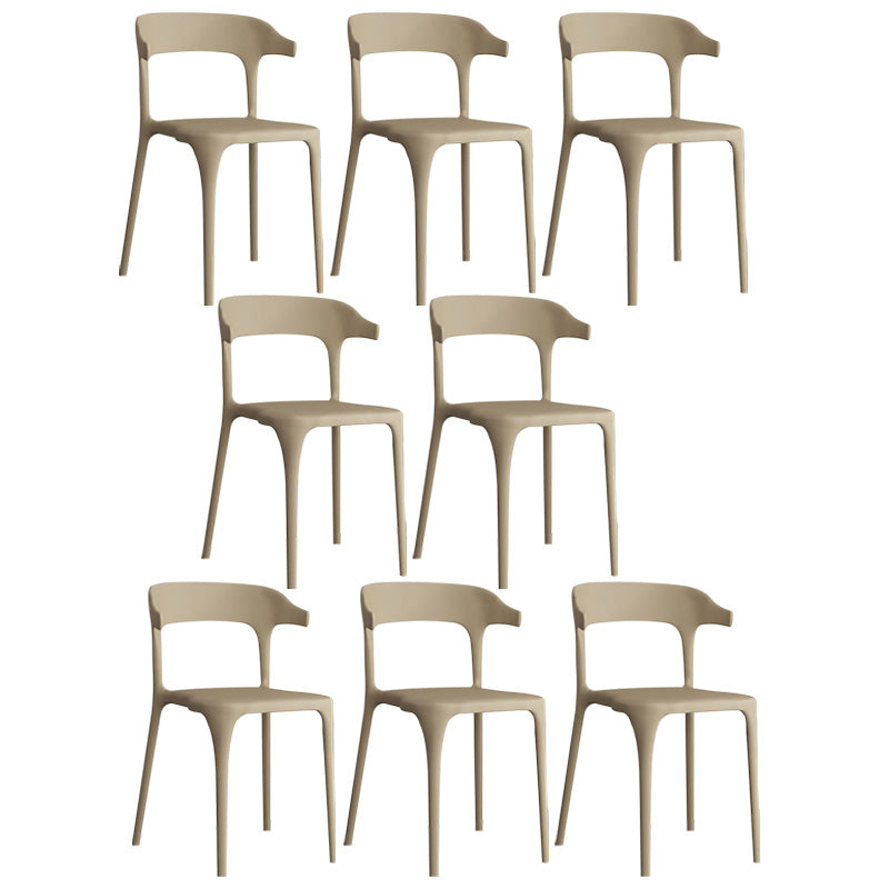 Open Back Dining Side Chair Contemporary Plastic Dining Armless Chair Khaki 8 Piece Set Clearhalo 'Dining Chairs' 'Dining Tables & Seating' 'dining_chair' 'furn' 'furn_dining_chair' 'Furniture' 'Kitchen & Dining Furniture' 6846106