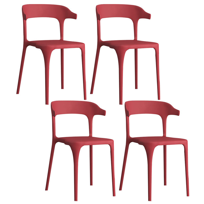 Open Back Dining Side Chair Contemporary Plastic Dining Armless Chair Burgundy 4 Piece Set Clearhalo 'Dining Chairs' 'Dining Tables & Seating' 'dining_chair' 'furn' 'furn_dining_chair' 'Furniture' 'Kitchen & Dining Furniture' 6846107