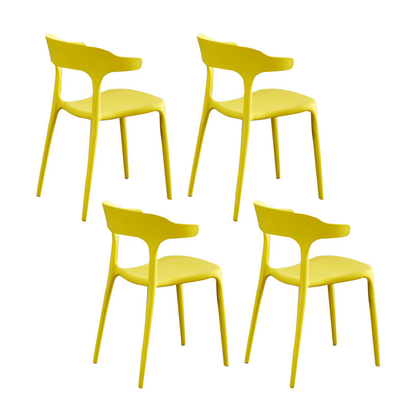 Open Back Dining Side Chair Contemporary Plastic Dining Armless Chair Yellow 4 Piece Set Clearhalo 'Dining Chairs' 'Dining Tables & Seating' 'dining_chair' 'furn' 'furn_dining_chair' 'Furniture' 'Kitchen & Dining Furniture' 6846109