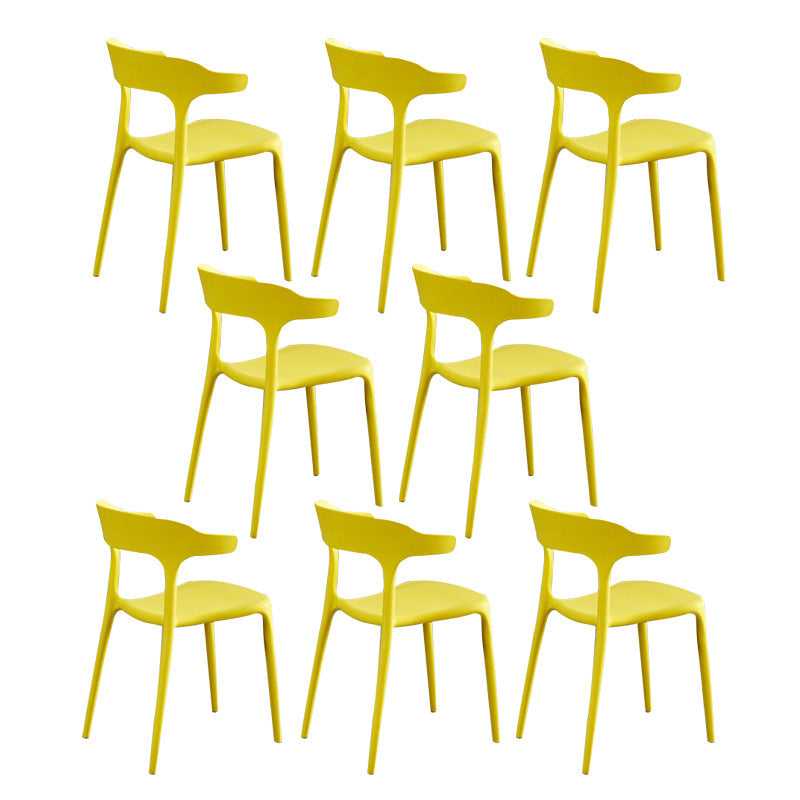 Open Back Dining Side Chair Contemporary Plastic Dining Armless Chair Yellow 8 Piece Set Clearhalo 'Dining Chairs' 'Dining Tables & Seating' 'dining_chair' 'furn' 'furn_dining_chair' 'Furniture' 'Kitchen & Dining Furniture' 6846110
