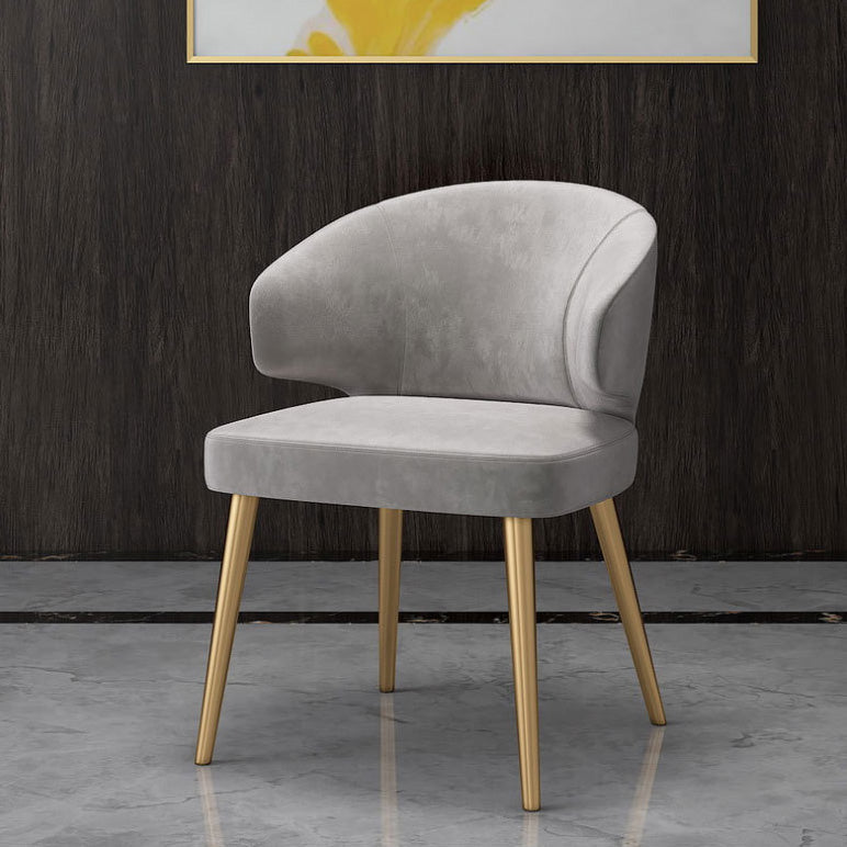 Silla de brazo de ala de silla lateral de estilo glamour de tela con patas doradas