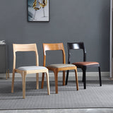 Chaise de bras sans bras rembourrée moderne Chaise à manger en bois massif