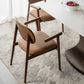 Modern Indoor Upholstered Arm Chair Home Solid Wood Dining Chair