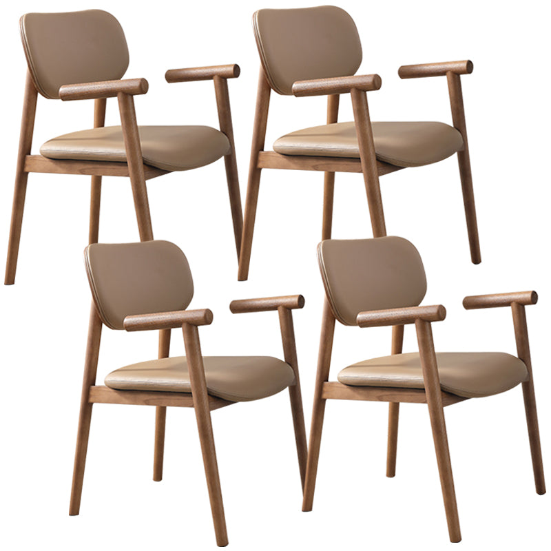 Modern Indoor Upholstered Arm Chair Home Solid Wood Dining Chair