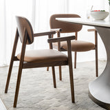 Modern Indoor Upholstered Arm Chair Home Solid Wood Dining Chair