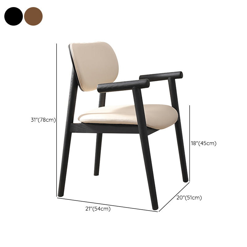 Modern Indoor Upholstered Arm Chair Home Solid Wood Dining Chair