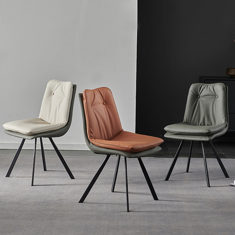 Home Faux Leather Side Chair Armless Dining Chairs in Black Legs Clearhalo 'Dining Chairs' 'Dining Tables & Seating' 'dining_chair' 'furn' 'furn_dining_chair' 'Furniture' 'Kitchen & Dining Furniture' 6846279