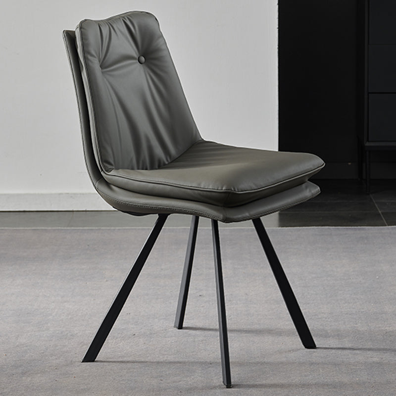 Home Faux Leather Side Chair Armless Dining Chairs in Black Legs Grey 1 Piece Clearhalo 'Dining Chairs' 'Dining Tables & Seating' 'dining_chair' 'furn' 'furn_dining_chair' 'Furniture' 'Kitchen & Dining Furniture' 6846280