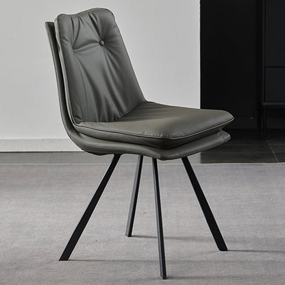 Home Faux Leather Side Chair Armless Dining Chairs in Black Legs Grey 1 Piece Clearhalo 'Dining Chairs' 'Dining Tables & Seating' 'dining_chair' 'furn' 'furn_dining_chair' 'Furniture' 'Kitchen & Dining Furniture' 6846280