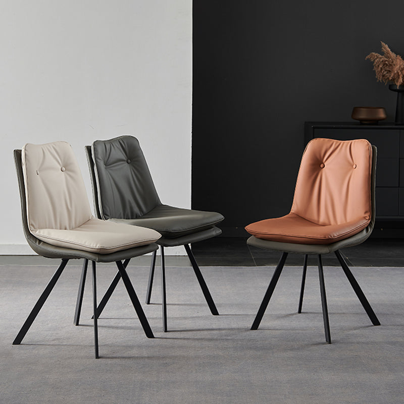 Home Faux Leather Side Chair Armless Dining Chairs in Black Legs Clearhalo 'Dining Chairs' 'Dining Tables & Seating' 'dining_chair' 'furn' 'furn_dining_chair' 'Furniture' 'Kitchen & Dining Furniture' 6846281