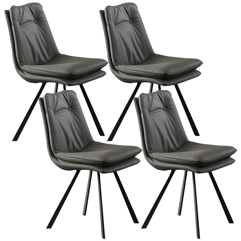Home Faux Leather Side Chair Armless Dining Chairs in Black Legs Grey 4 Piece Set Clearhalo 'Dining Chairs' 'Dining Tables & Seating' 'dining_chair' 'furn' 'furn_dining_chair' 'Furniture' 'Kitchen & Dining Furniture' 6846283