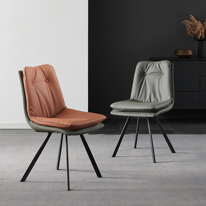 Home Faux Leather Side Chair Armless Dining Chairs in Black Legs Clearhalo 'Dining Chairs' 'Dining Tables & Seating' 'dining_chair' 'furn' 'furn_dining_chair' 'Furniture' 'Kitchen & Dining Furniture' 6846284