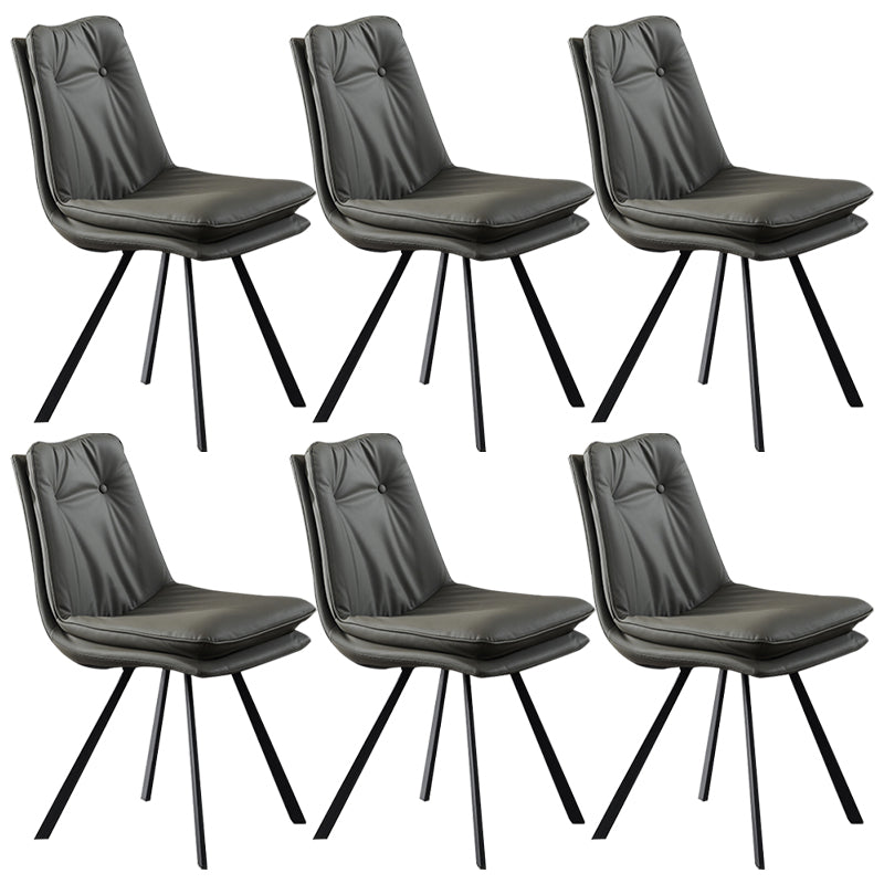 Home Faux Leather Side Chair Armless Dining Chairs in Black Legs Grey 6 Piece Set Clearhalo 'Dining Chairs' 'Dining Tables & Seating' 'dining_chair' 'furn' 'furn_dining_chair' 'Furniture' 'Kitchen & Dining Furniture' 6846286
