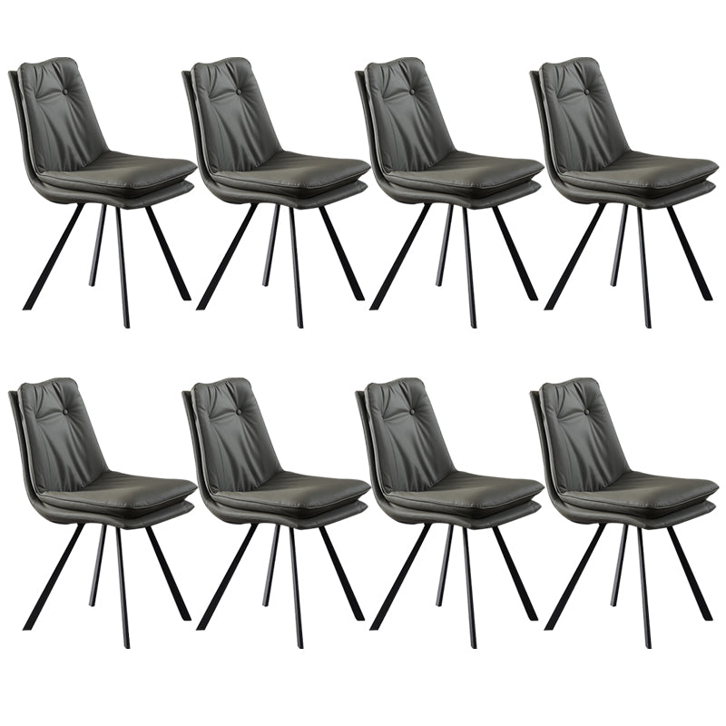 Home Faux Leather Side Chair Armless Dining Chairs in Black Legs Grey 8 Piece Set Clearhalo 'Dining Chairs' 'Dining Tables & Seating' 'dining_chair' 'furn' 'furn_dining_chair' 'Furniture' 'Kitchen & Dining Furniture' 6846288