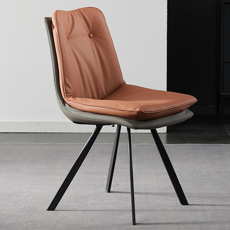 Home Faux Leather Side Chair Armless Dining Chairs in Black Legs Orange 1 Piece Clearhalo 'Dining Chairs' 'Dining Tables & Seating' 'dining_chair' 'furn' 'furn_dining_chair' 'Furniture' 'Kitchen & Dining Furniture' 6846289