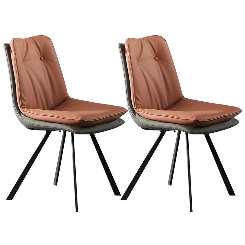 Home Faux Leather Side Chair Armless Dining Chairs in Black Legs Orange 2 Piece Set Clearhalo 'Dining Chairs' 'Dining Tables & Seating' 'dining_chair' 'furn' 'furn_dining_chair' 'Furniture' 'Kitchen & Dining Furniture' 6846292