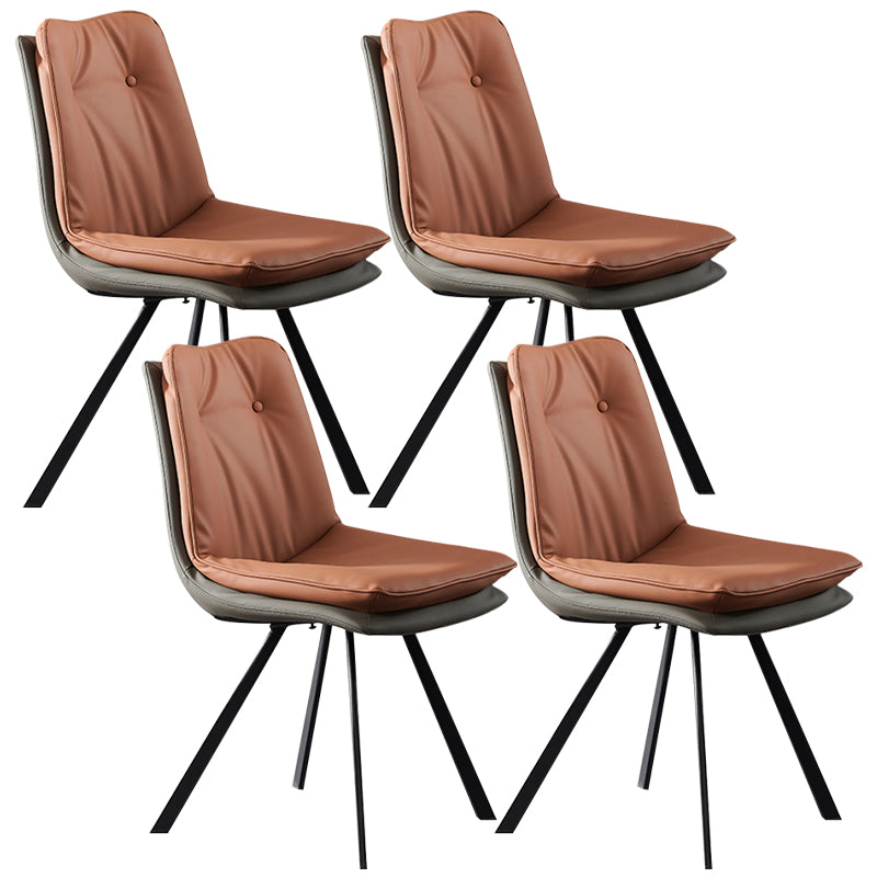 Home Faux Leather Side Chair Armless Dining Chairs in Black Legs Orange 4 Piece Set Clearhalo 'Dining Chairs' 'Dining Tables & Seating' 'dining_chair' 'furn' 'furn_dining_chair' 'Furniture' 'Kitchen & Dining Furniture' 6846294