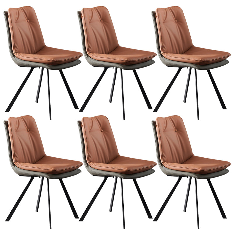 Home Faux Leather Side Chair Armless Dining Chairs in Black Legs Orange 6 Piece Set Clearhalo 'Dining Chairs' 'Dining Tables & Seating' 'dining_chair' 'furn' 'furn_dining_chair' 'Furniture' 'Kitchen & Dining Furniture' 6846295