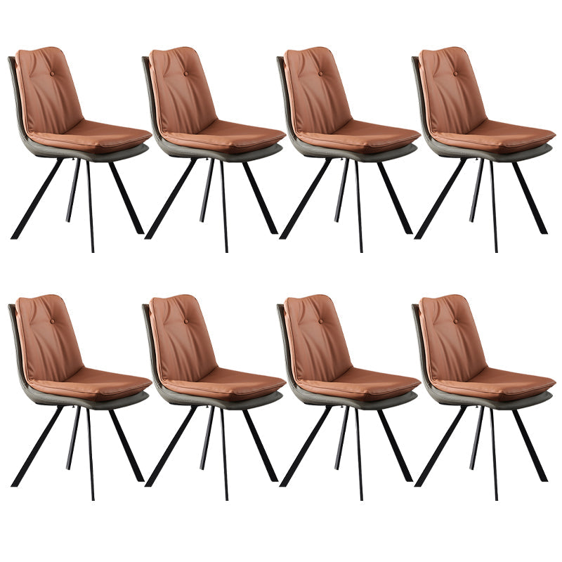 Home Faux Leather Side Chair Armless Dining Chairs in Black Legs Orange 8 Piece Set Clearhalo 'Dining Chairs' 'Dining Tables & Seating' 'dining_chair' 'furn' 'furn_dining_chair' 'Furniture' 'Kitchen & Dining Furniture' 6846296