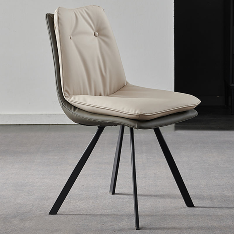 Home Faux Leather Side Chair Armless Dining Chairs in Black Legs Off-White 1 Piece Clearhalo 'Dining Chairs' 'Dining Tables & Seating' 'dining_chair' 'furn' 'furn_dining_chair' 'Furniture' 'Kitchen & Dining Furniture' 6846297