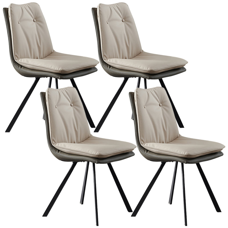 Home Faux Leather Side Chair Armless Dining Chairs in Black Legs Off-White 4 Piece Set Clearhalo 'Dining Chairs' 'Dining Tables & Seating' 'dining_chair' 'furn' 'furn_dining_chair' 'Furniture' 'Kitchen & Dining Furniture' 6846299