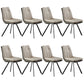Home Faux Leather Side Chair Armless Dining Chairs in Black Legs Off-White 8 Piece Set Clearhalo 'Dining Chairs' 'Dining Tables & Seating' 'dining_chair' 'furn' 'furn_dining_chair' 'Furniture' 'Kitchen & Dining Furniture' 6846301