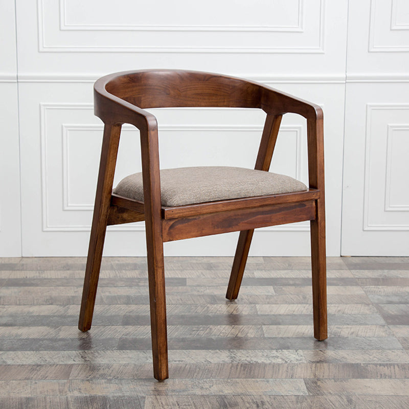 Contemporary Home Dining Chair Rubberwood Upholstered Arm Chair