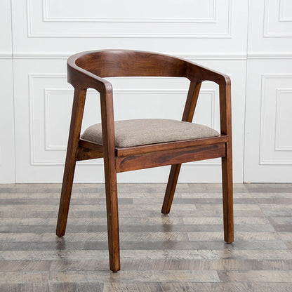 Contemporary Home Dining Chair Rubberwood Upholstered Arm Chair