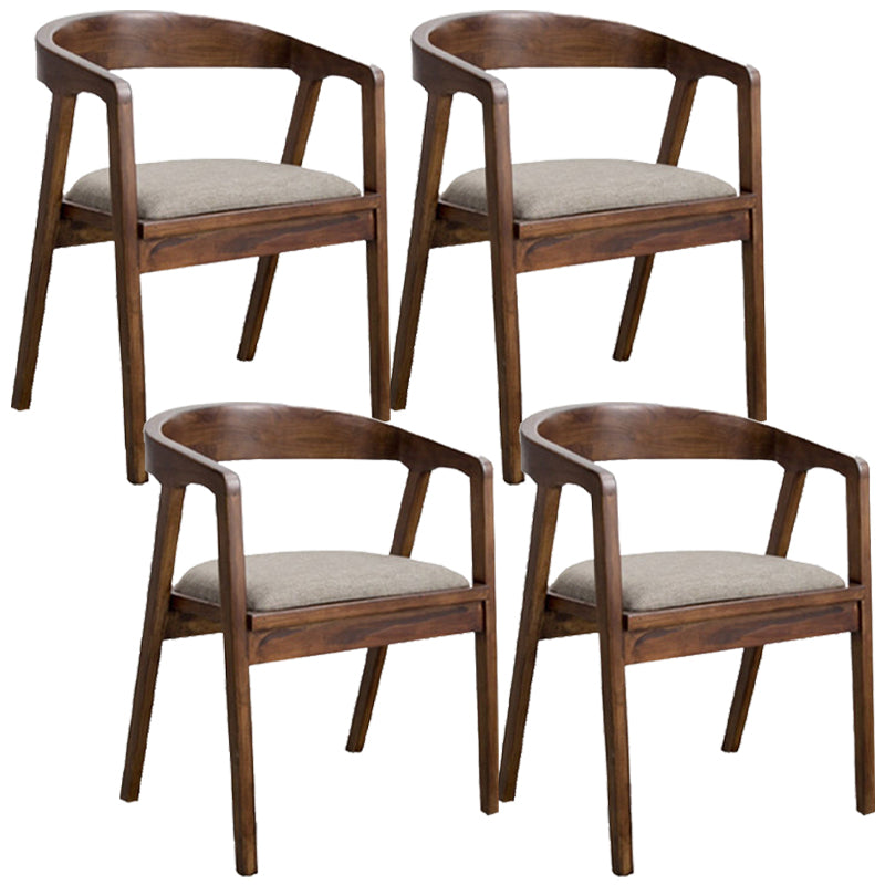 Contemporary Home Dining Chair Rubberwood Upholstered Arm Chair