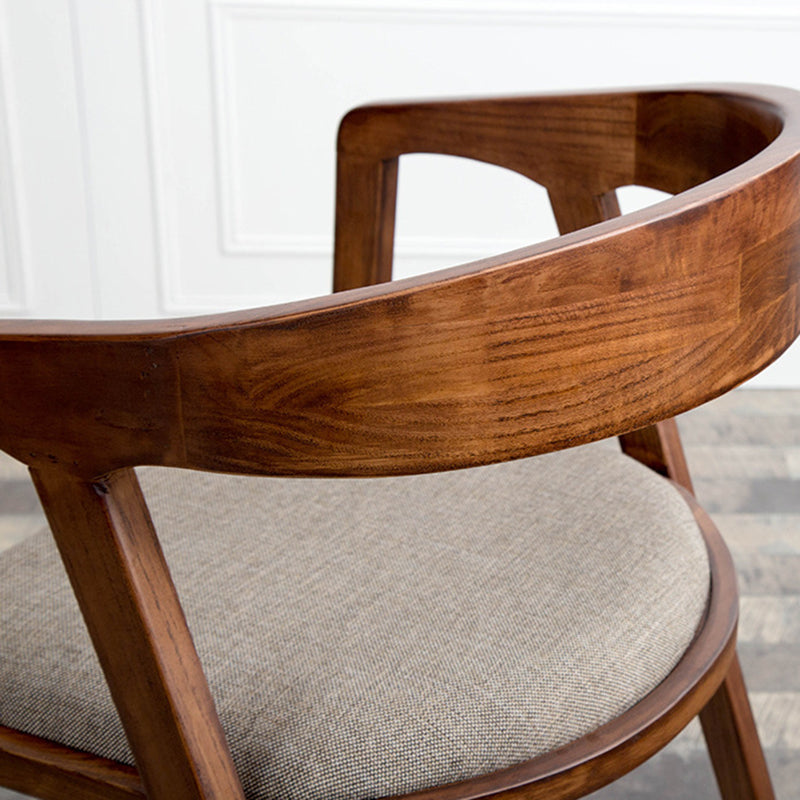 Contemporary Home Dining Chair Rubberwood Upholstered Arm Chair