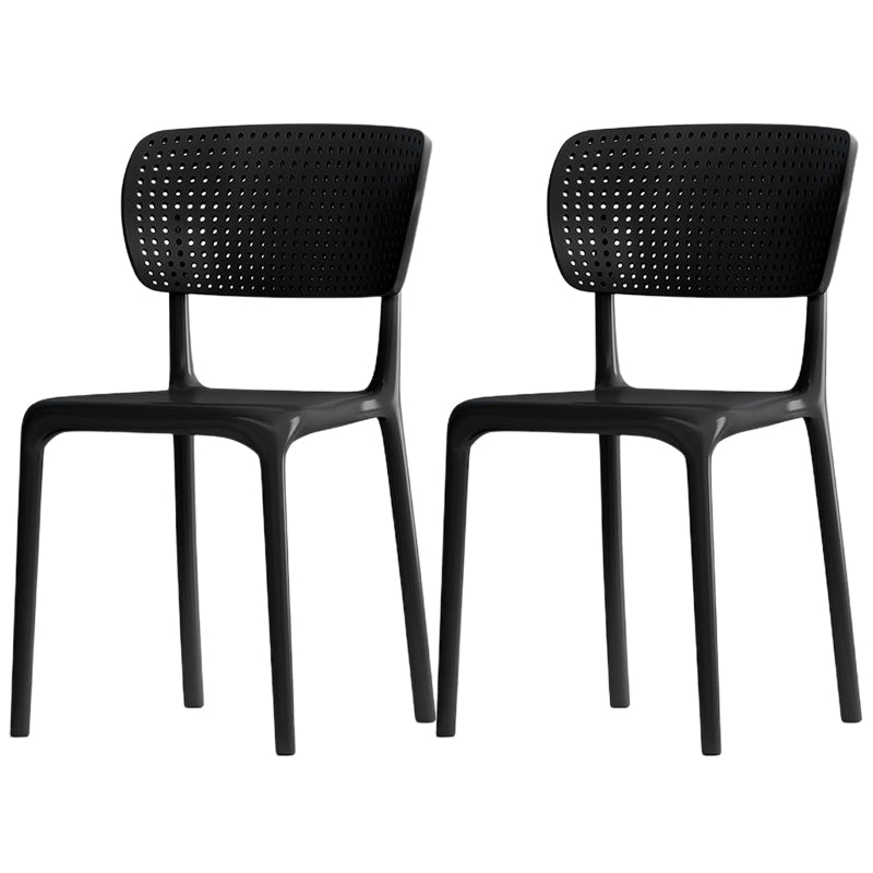 Modern Indoor-Outdoor Chair Plastic Open Back Dining Chair Set Black 2 Piece Set Clearhalo 'Dining Chairs' 'Dining Tables & Seating' 'dining_chair' 'furn' 'furn_dining_chair' 'Furniture' 'Kitchen & Dining Furniture' 6846319