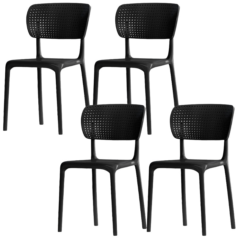 Modern Indoor-Outdoor Chair Plastic Open Back Dining Chair Set Black 4 Piece Set Clearhalo 'Dining Chairs' 'Dining Tables & Seating' 'dining_chair' 'furn' 'furn_dining_chair' 'Furniture' 'Kitchen & Dining Furniture' 6846322