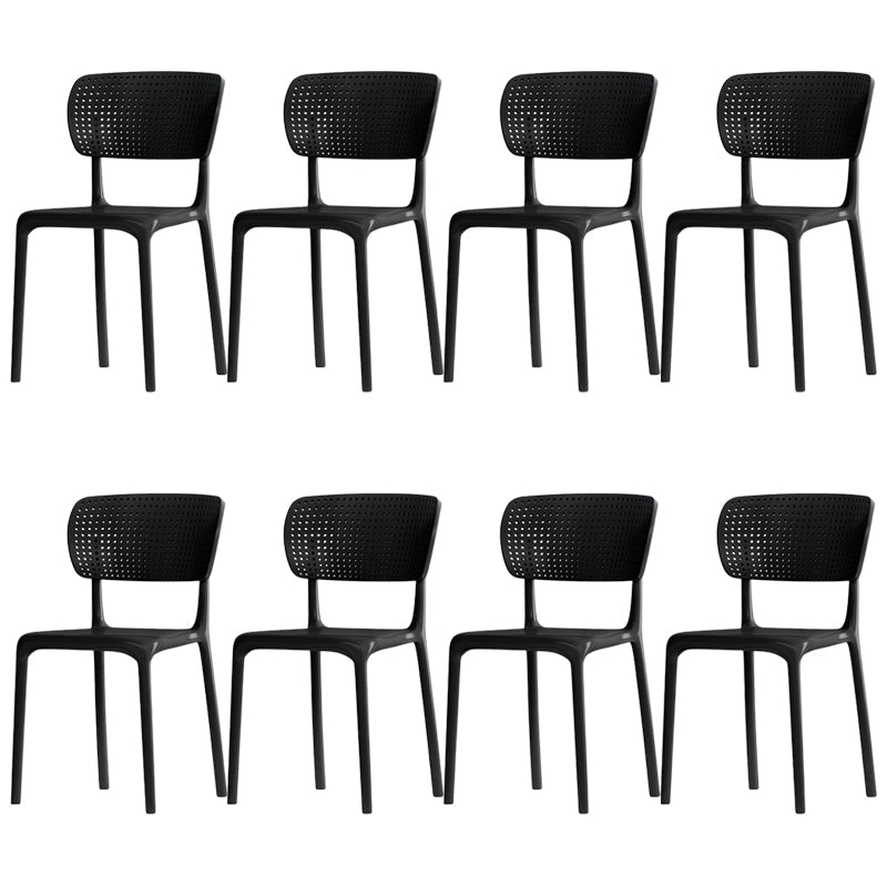 Modern Indoor-Outdoor Chair Plastic Open Back Dining Chair Set Black 8 Piece Set Clearhalo 'Dining Chairs' 'Dining Tables & Seating' 'dining_chair' 'furn' 'furn_dining_chair' 'Furniture' 'Kitchen & Dining Furniture' 6846326