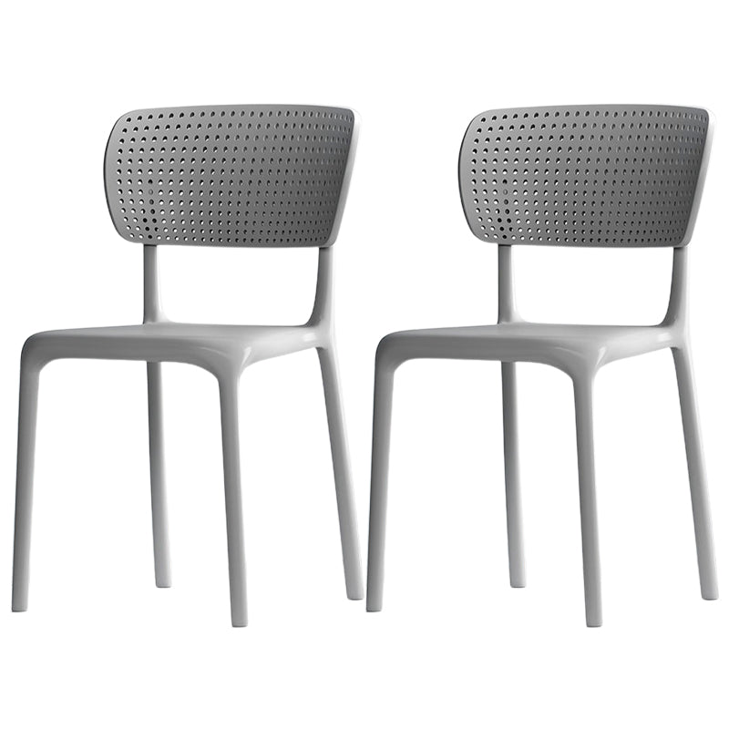Modern Indoor-Outdoor Chair Plastic Open Back Dining Chair Set Grey 2 Piece Set Clearhalo 'Dining Chairs' 'Dining Tables & Seating' 'dining_chair' 'furn' 'furn_dining_chair' 'Furniture' 'Kitchen & Dining Furniture' 6846330